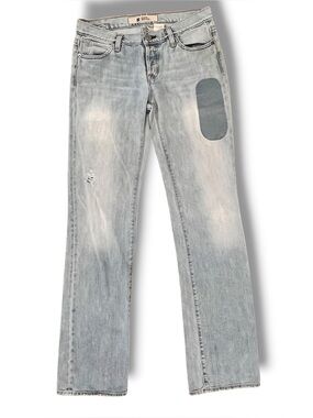 VTG 90s Gap Jeans Women 4 Long Blue Boycut Distressed Faded Patch Light Denim D4